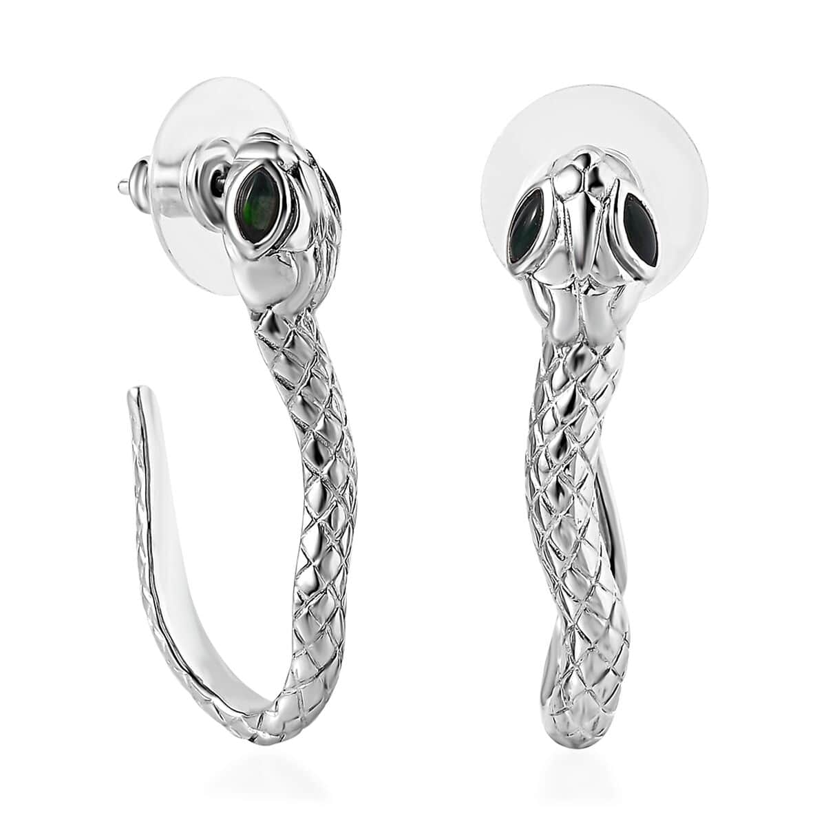 Karis Sable Ethiopian Welo Opal (D) 0.60 ctw Snake Cuff Bracelet (7.25 In) and Earrings in Platinum Bond image number 7