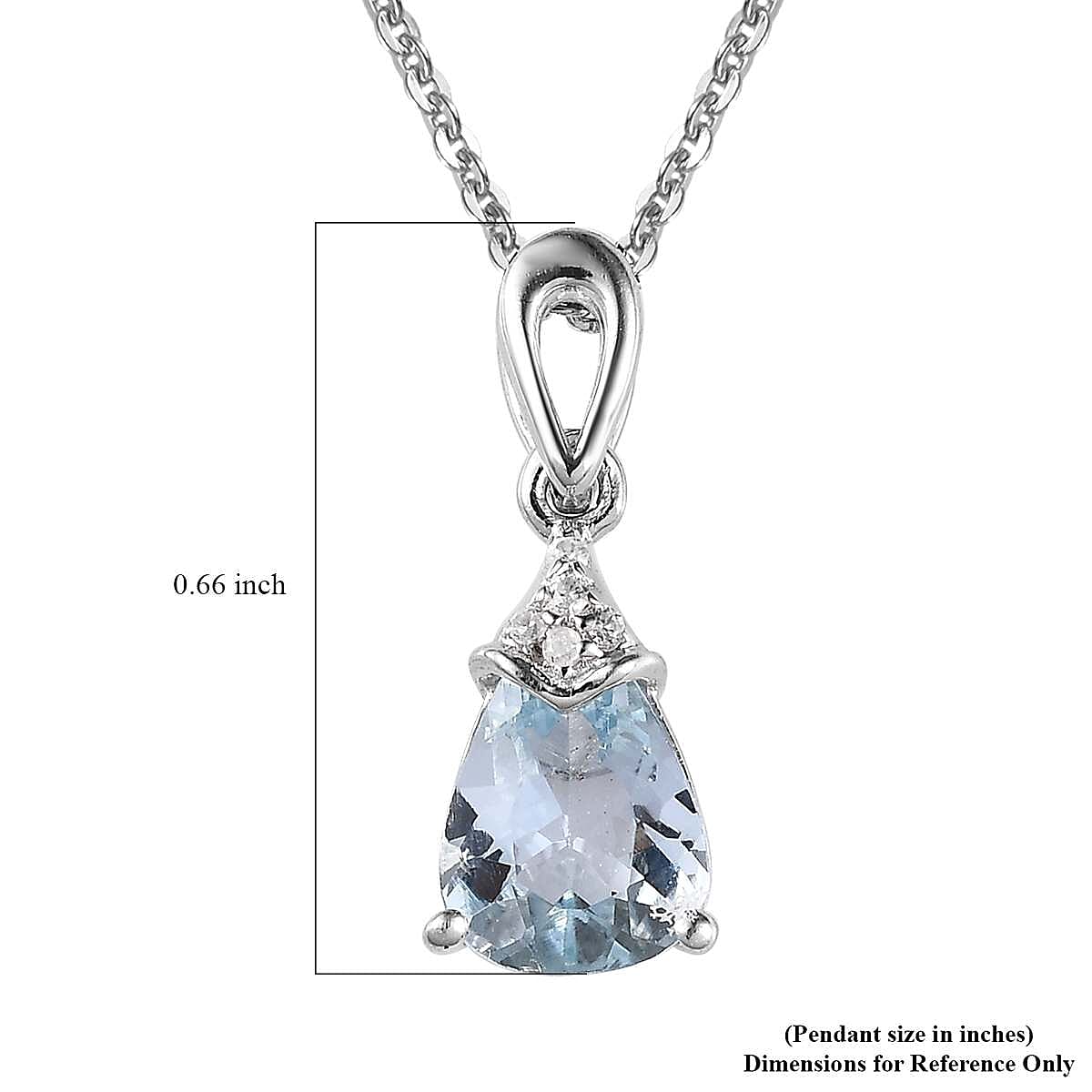 Premium Mangoro Aquamarine and White Zircon Drop Pendant Necklace 20 Inches in Platinum Over Sterling Silver 0.90 ctw image number 6