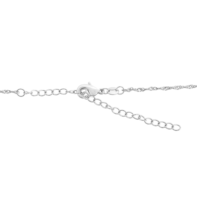 Amethyst and Simulated Diamond 1.75 ctw Pendant Necklace in Silvertone 18 Inches