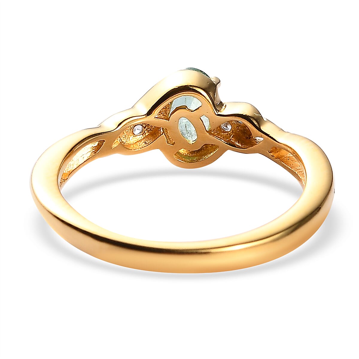 Ethiopian Emerald, White Zircon Ring and Pendant Necklace 20 Inches in Vermeil Yellow Gold Over Sterling Silver 0.90 ctw image number 5