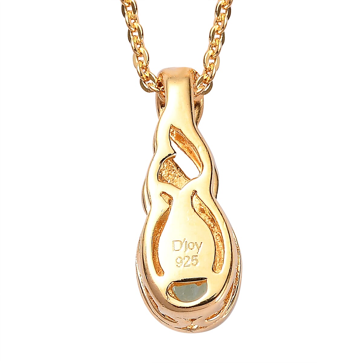 Ethiopian Emerald, White Zircon Ring (Size 6.0) and Pendant Necklace 20 Inches in Vermeil Yellow Gold Over Sterling Silver 0.90 ctw