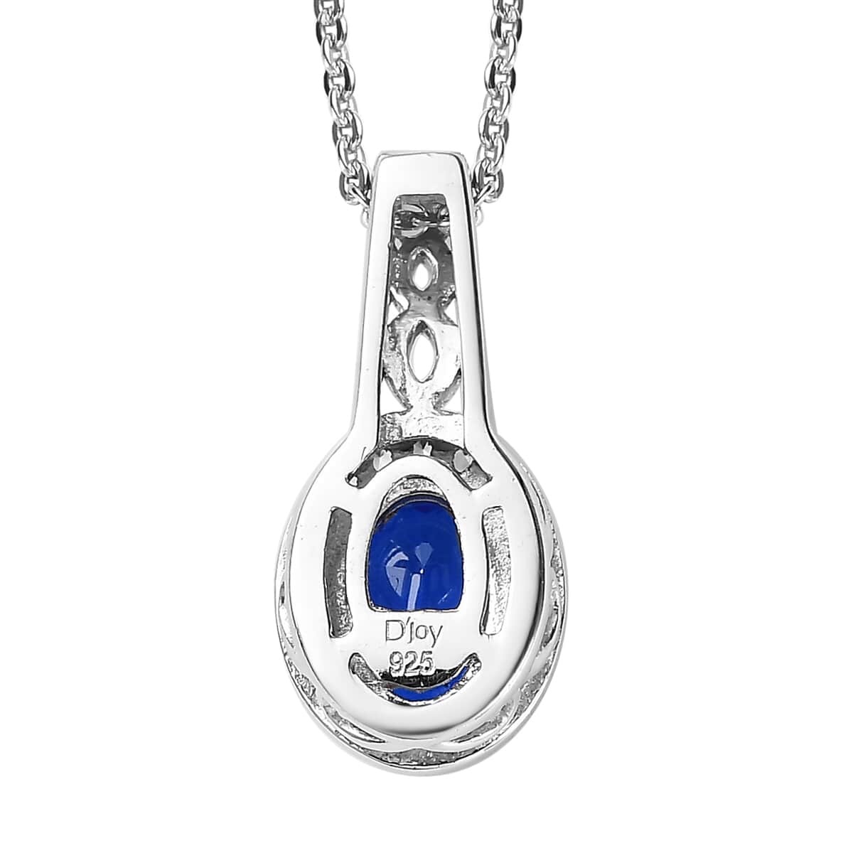 Tanzanian Blue Spinel (DF) and White Zircon Ring and Pendant Necklace 20 Inches in Platinum Over Sterling Silver 2.10 ctw image number 7