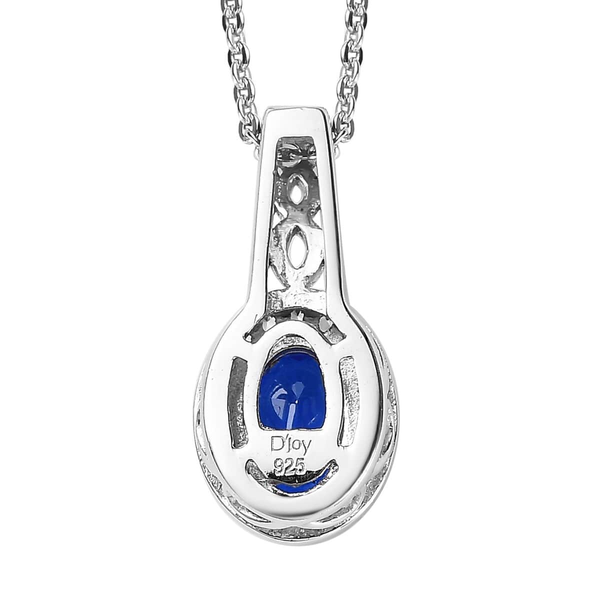 Tanzanian Blue Spinel (DF) and White Zircon Ring (Size 8.0) and Pendant Necklace 20 Inches in Platinum Over Sterling Silver 2.10 ctw image number 7