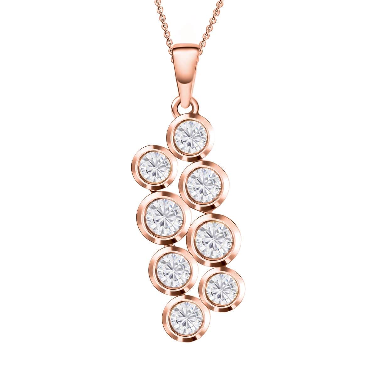 Moissanite 2.10 ctw Pendant Necklace 20 Inches in Vermeil Rose Gold Over Sterling Silver  image number 0