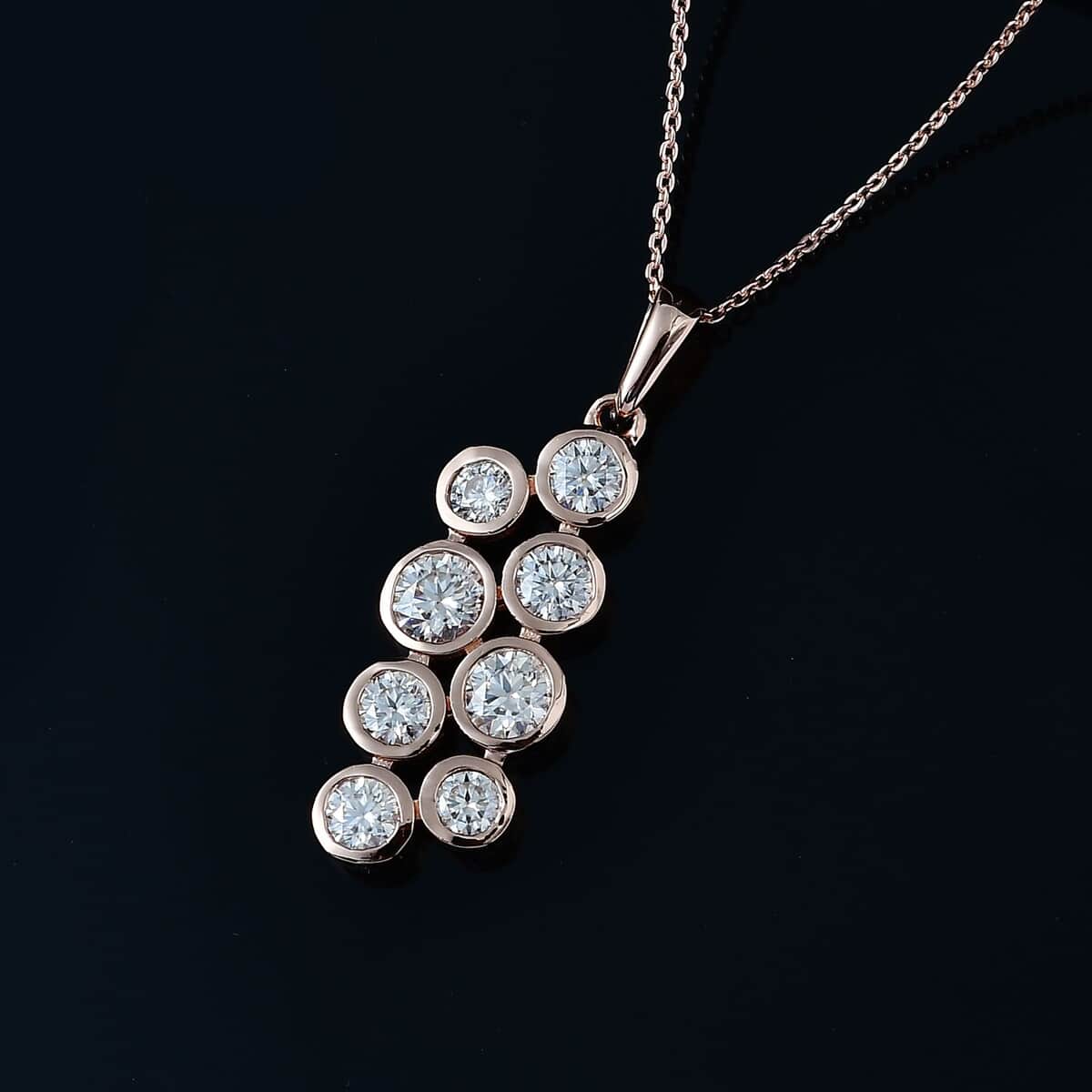 Moissanite 2.10 ctw Pendant Necklace 20 Inches in Vermeil Rose Gold Over Sterling Silver  image number 1