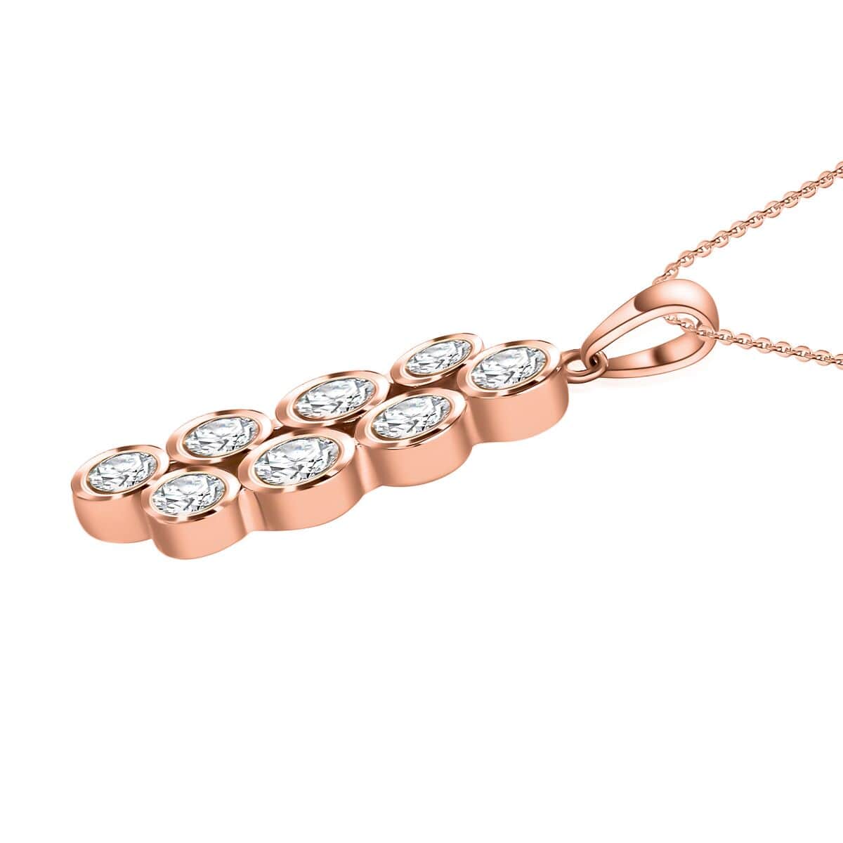 Moissanite 2.10 ctw Pendant Necklace 20 Inches in Vermeil Rose Gold Over Sterling Silver  image number 3