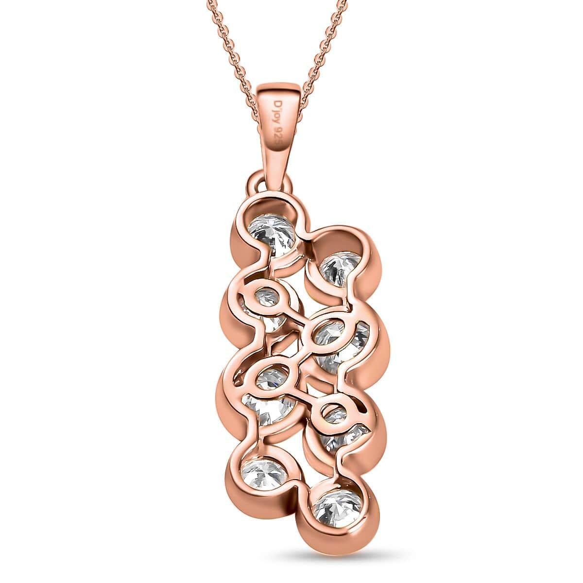 Moissanite Pendant Necklace 20 Inches in Vermeil Rose Gold Over Sterling Silver 2.10 ctw image number 4