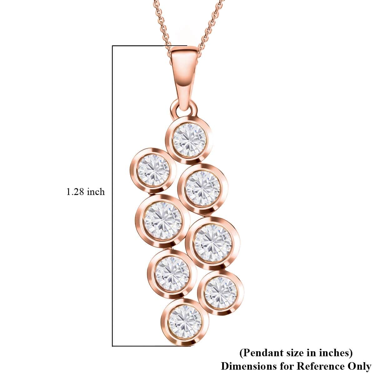 Moissanite 2.10 ctw Pendant Necklace 20 Inches in Vermeil Rose Gold Over Sterling Silver  image number 5