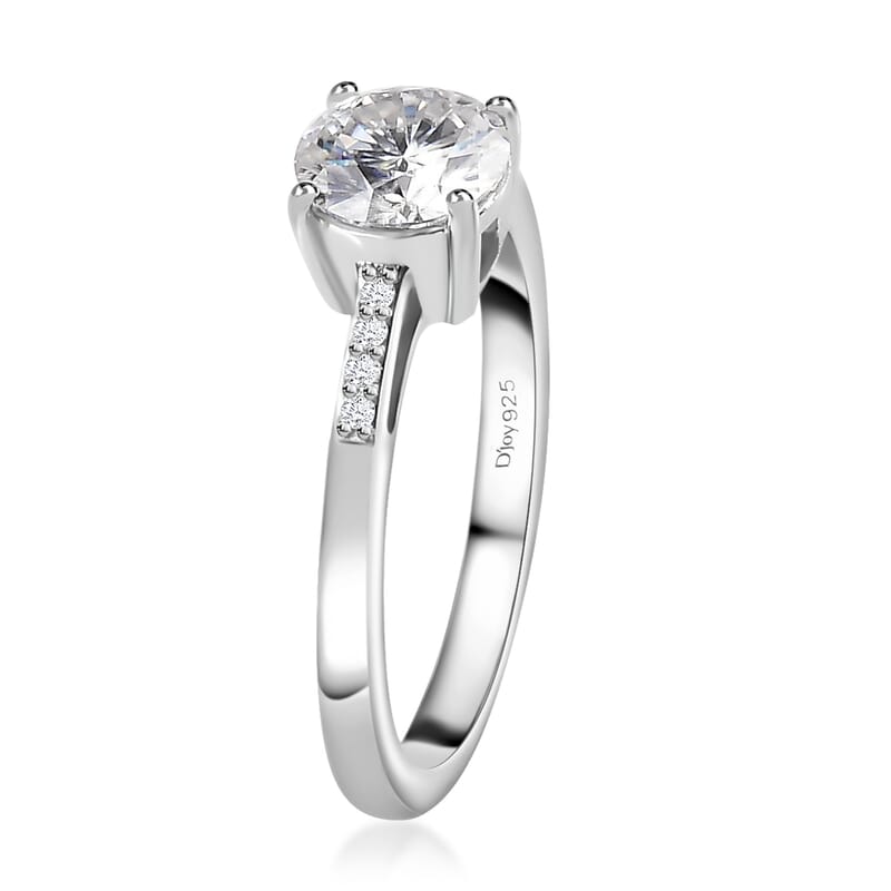 100 Facet Moissanite 1.65 ctw Ring (Size 5.0) and Pendant without Chain in Platinum Over Sterling Silver
