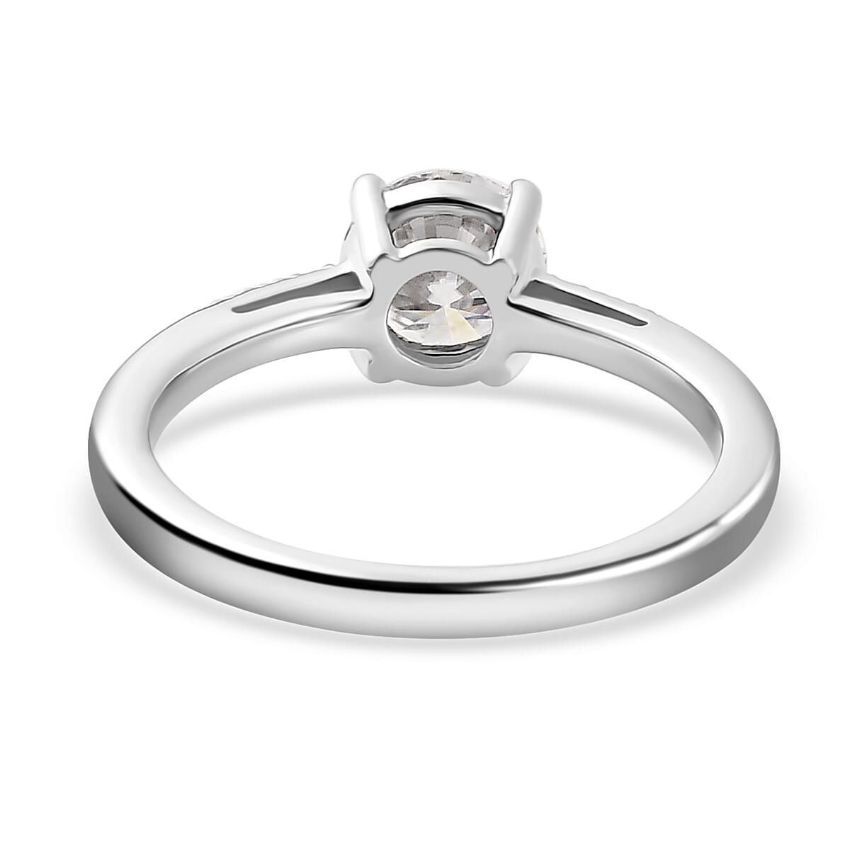 100 Facet Moissanite 1.65 ctw Ring (Size 10.0) and Pendant without Chain in Platinum Over Sterling Silver image number 4