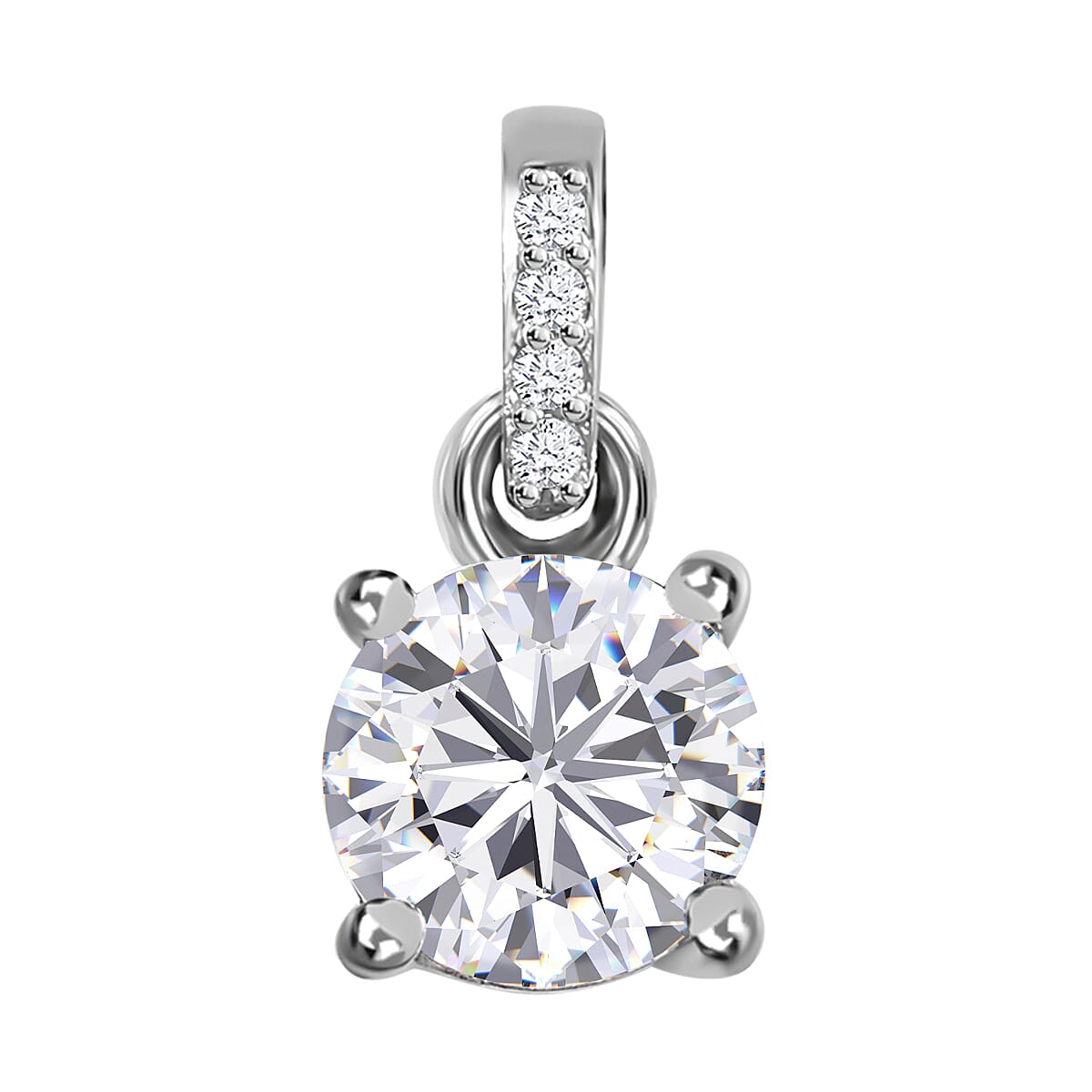 100 Facet Moissanite 1.65 ctw Ring (Size 10.0) and Pendant without Chain in Platinum Over Sterling Silver image number 5