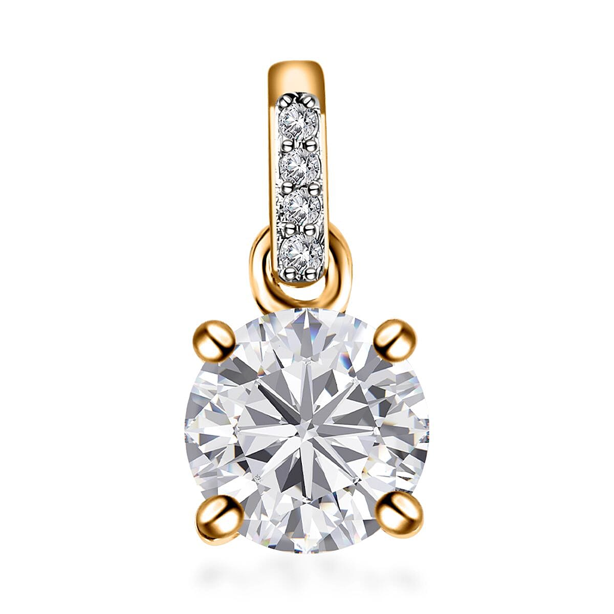 100 Facet Moissanite Ring (Size 5.0) and Pendant in Vermeil Yellow Gold Over Sterling Silver 1.50 ctw