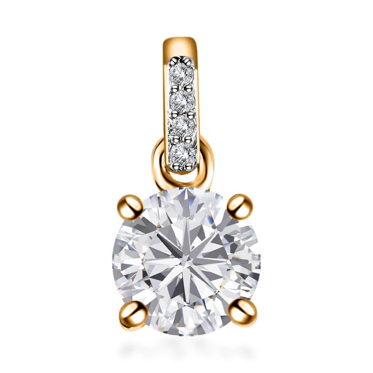 100 Facet Moissanite Ring (Size 6.0) and Pendant in Vermeil Yellow Gold Over Sterling Silver 1.50 ctw image number 6