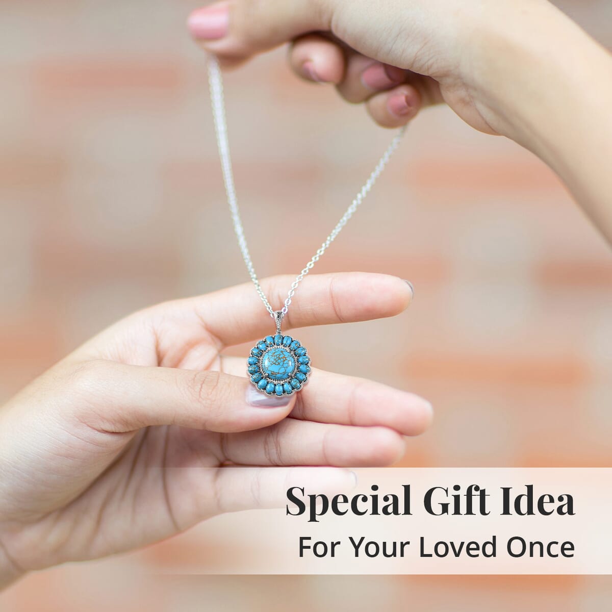 Karis Mojave Blue Turquoise 35.90 ctw Floral Pendant in Platinum Bond with Stainless Steel Necklace 20 Inches image number 5