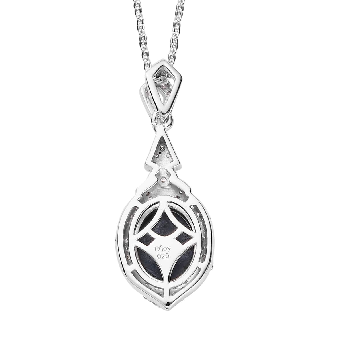 Blue Star Sapphire (DF) and White Zircon Necklace 20 Inches in Platinum Over Sterling Silver 4.50 ctw image number 4