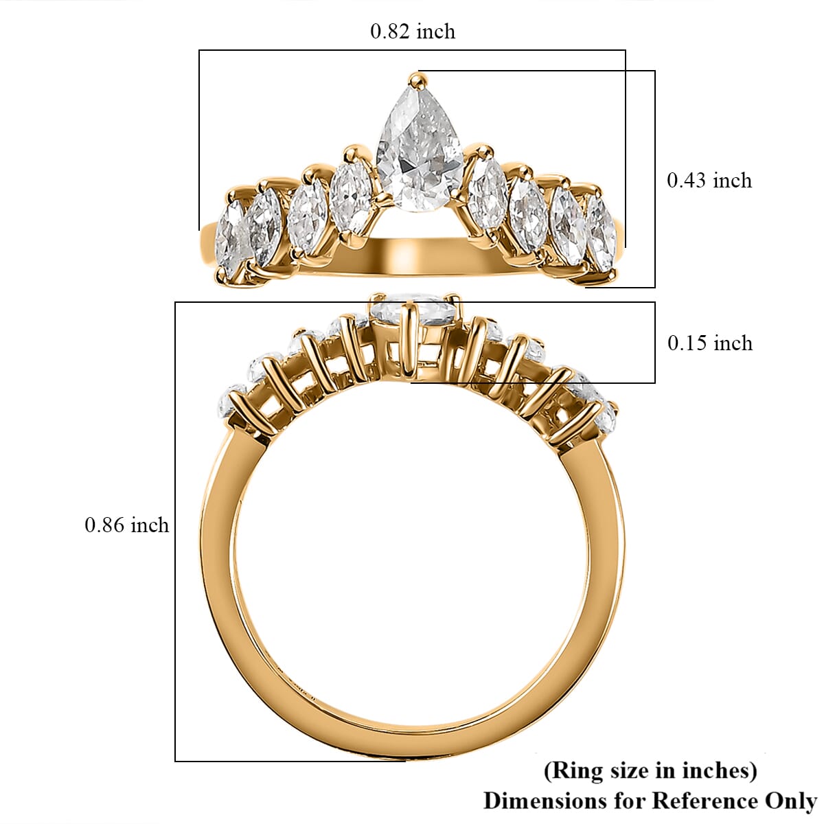 Moissanite Set of 2 Stackable Ring (Size 6.0) in Vermeil Yellow Gold Over Sterling Silver 1.00 ctw image number 5