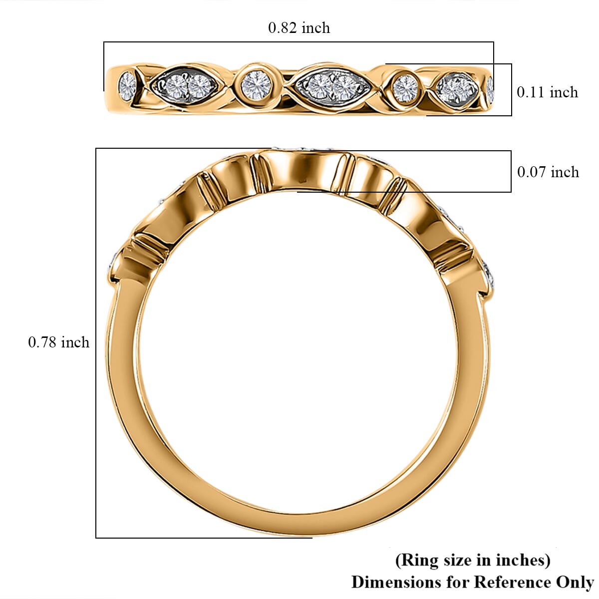 Moissanite Set of 2 Stackable Ring (Size 6.0) in Vermeil Yellow Gold Over Sterling Silver 1.00 ctw image number 6