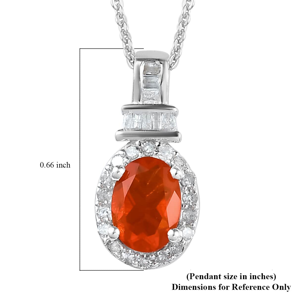 Crimson Fire Opal and Diamond Halo Pendant Necklace 20 Inches in Platinum Over Sterling Silver 0.70 ctw image number 6