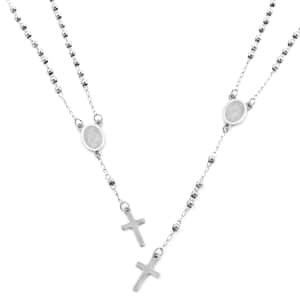 Rosary Necklace 18 Inches and Bracelet (9In) in Stainless Steel