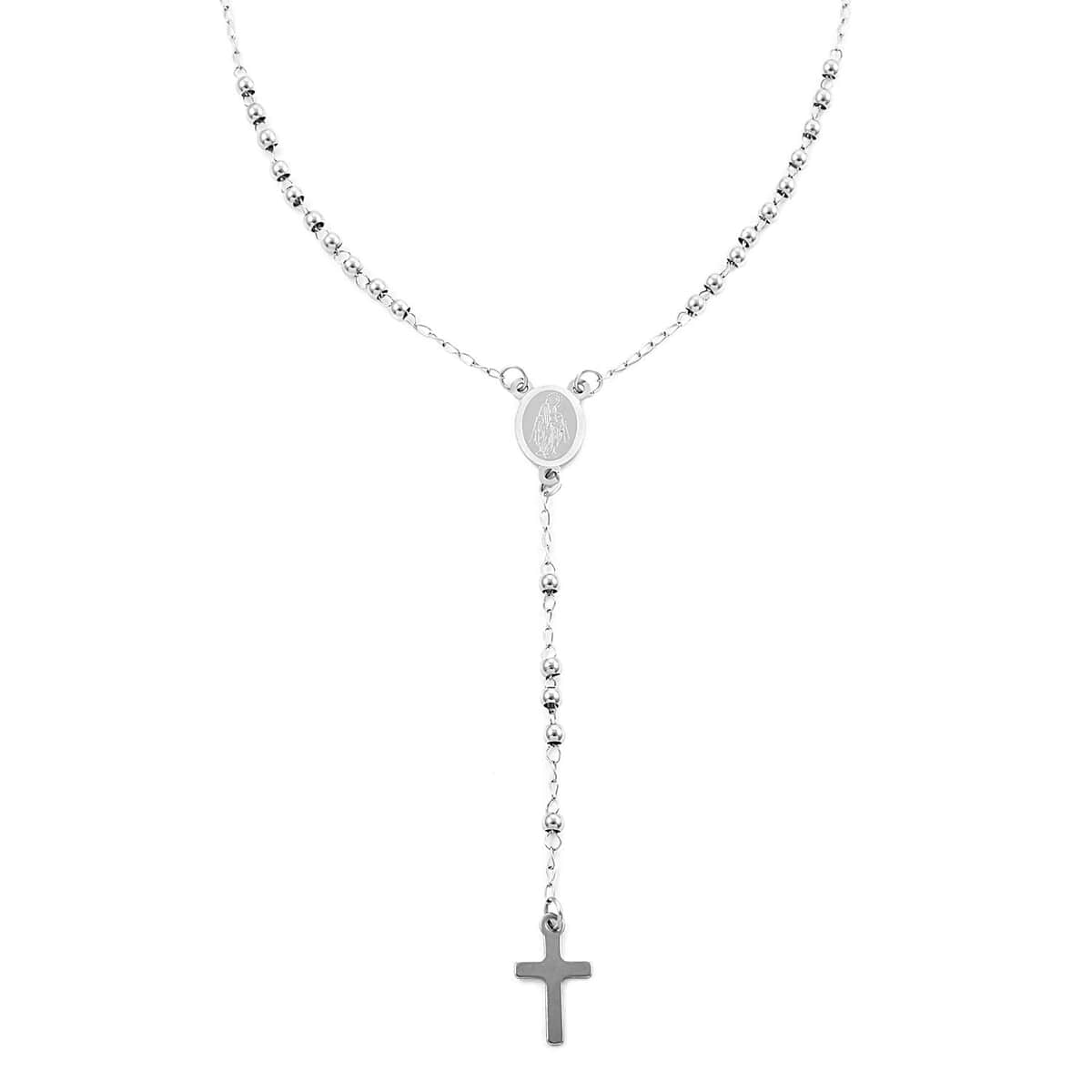 Rosary Necklace 18 Inches and Bracelet (9In) in Stainless Steel image number 2