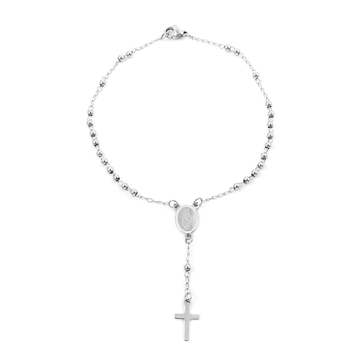 Rosary Necklace 18 Inches and Bracelet (9In) in Stainless Steel image number 3