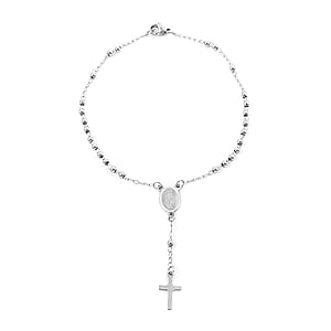 Rosary Necklace 18 Inches and Bracelet (9In) in Stainless Steel