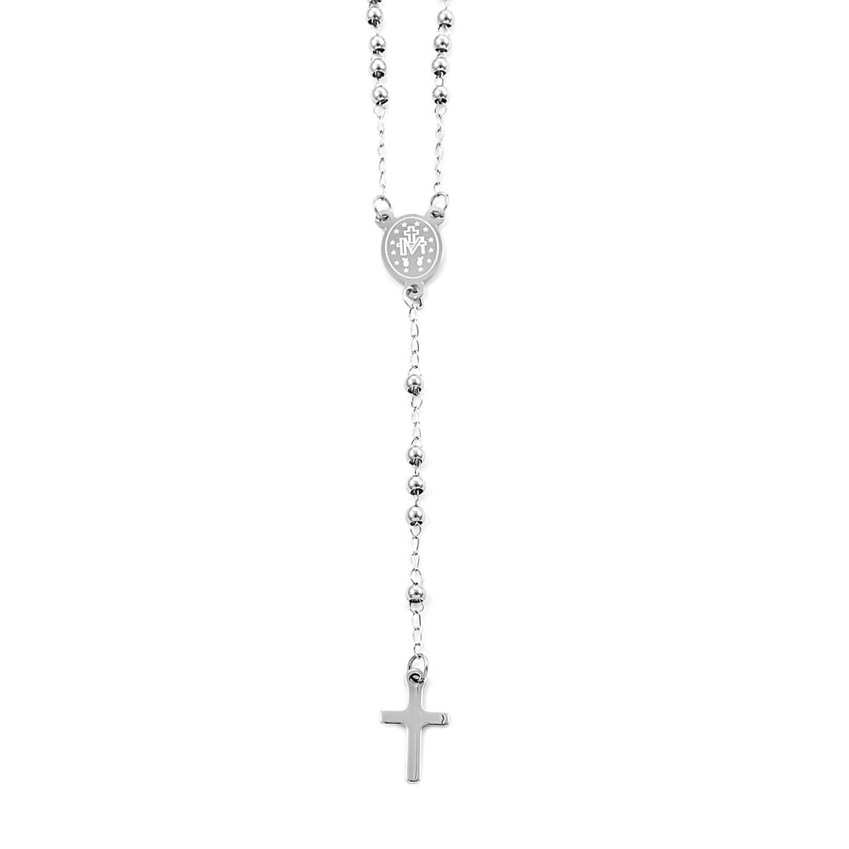 Rosary Necklace 18 Inches and Bracelet (9In) in Stainless Steel image number 4