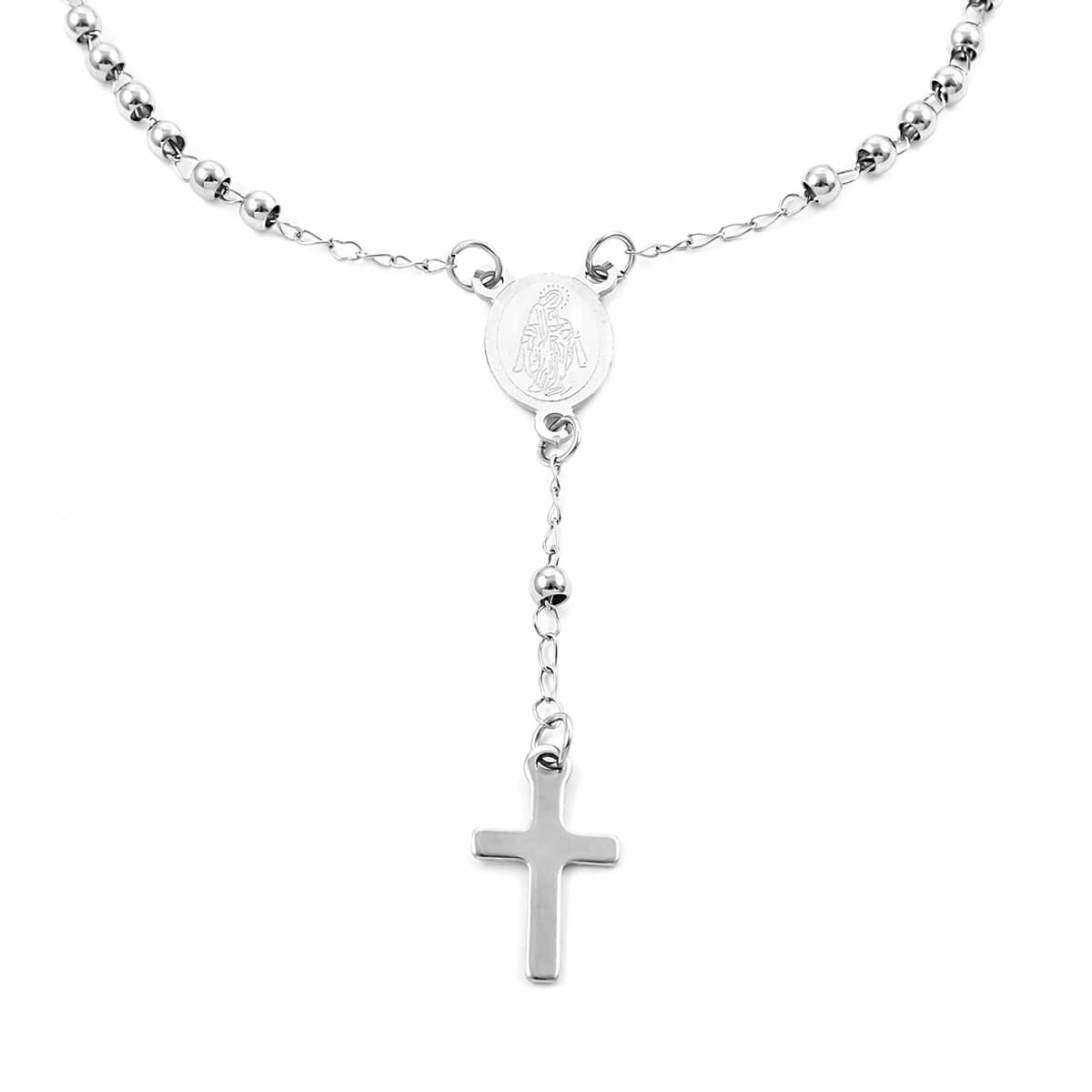 Rosary Necklace 18 Inches and Bracelet (9In) in Stainless Steel image number 5