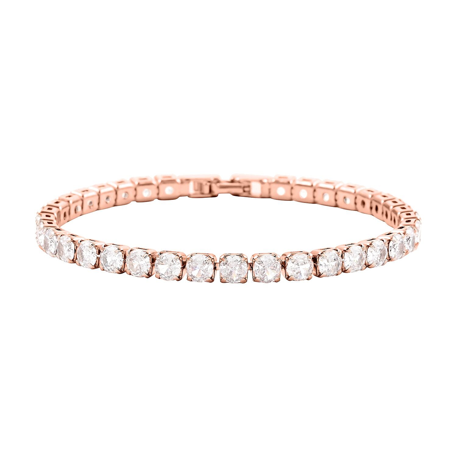 Simulated Diamond Bracelet (6.5In) and Earrings in ION Plated RG Stainless Steel 6.50 ctw