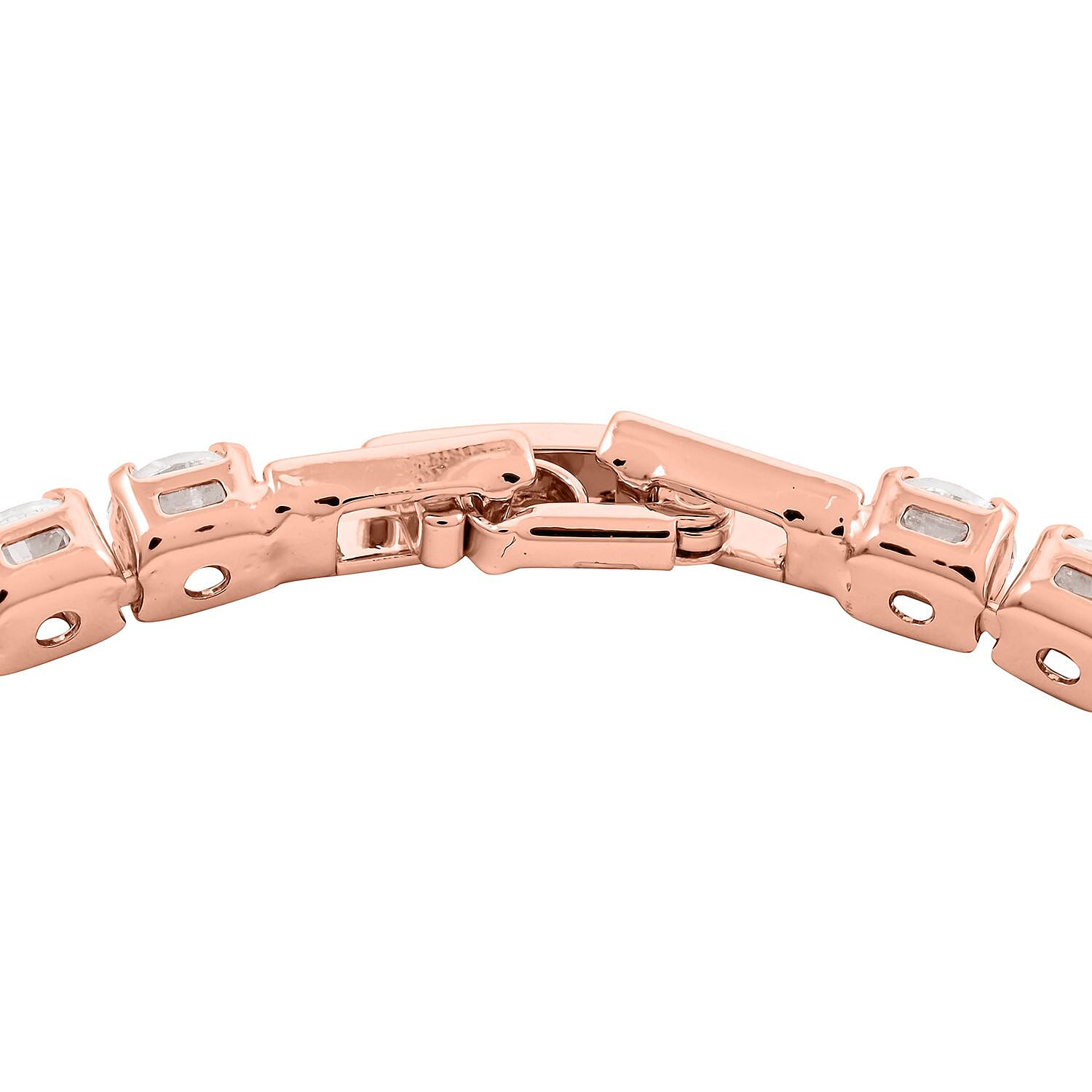 Simulated Diamond Bracelet (6.5In) and Earrings in ION Plated RG Stainless Steel 6.50 ctw