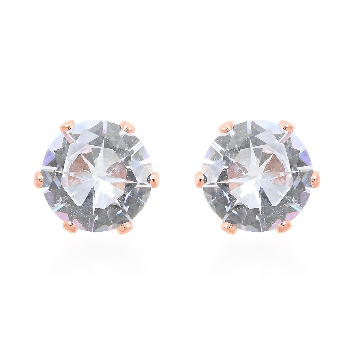 Simulated Diamond Bracelet (6.5In) and Earrings in ION Plated RG Stainless Steel 6.50 ctw