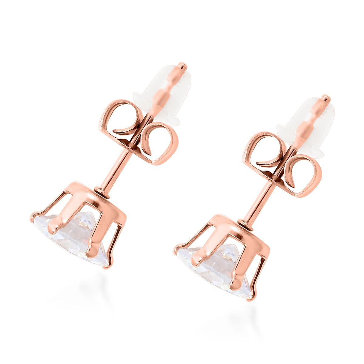 Simulated Diamond Bracelet (6.5In) and Earrings in ION Plated RG Stainless Steel 6.50 ctw