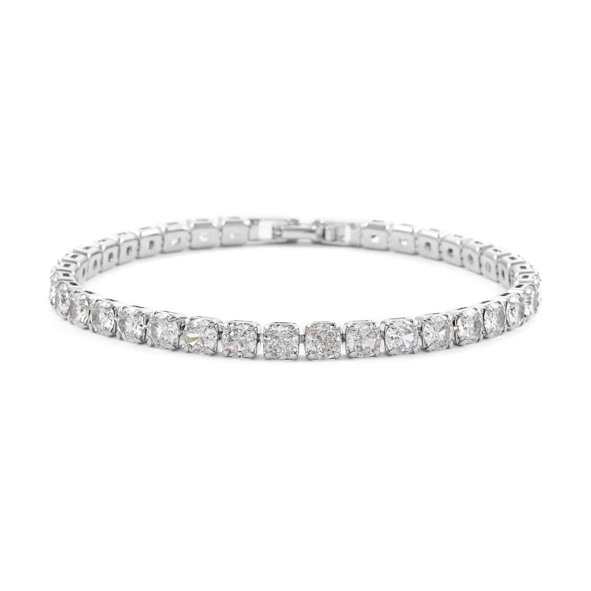 Simulated Diamond Bracelet (6.5In) and Earrings in Stainless Steel 6.50 ctw image number 2