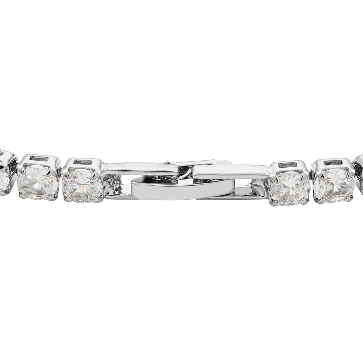 Simulated Diamond Bracelet (6.5In) and Earrings in Stainless Steel 6.50 ctw image number 3