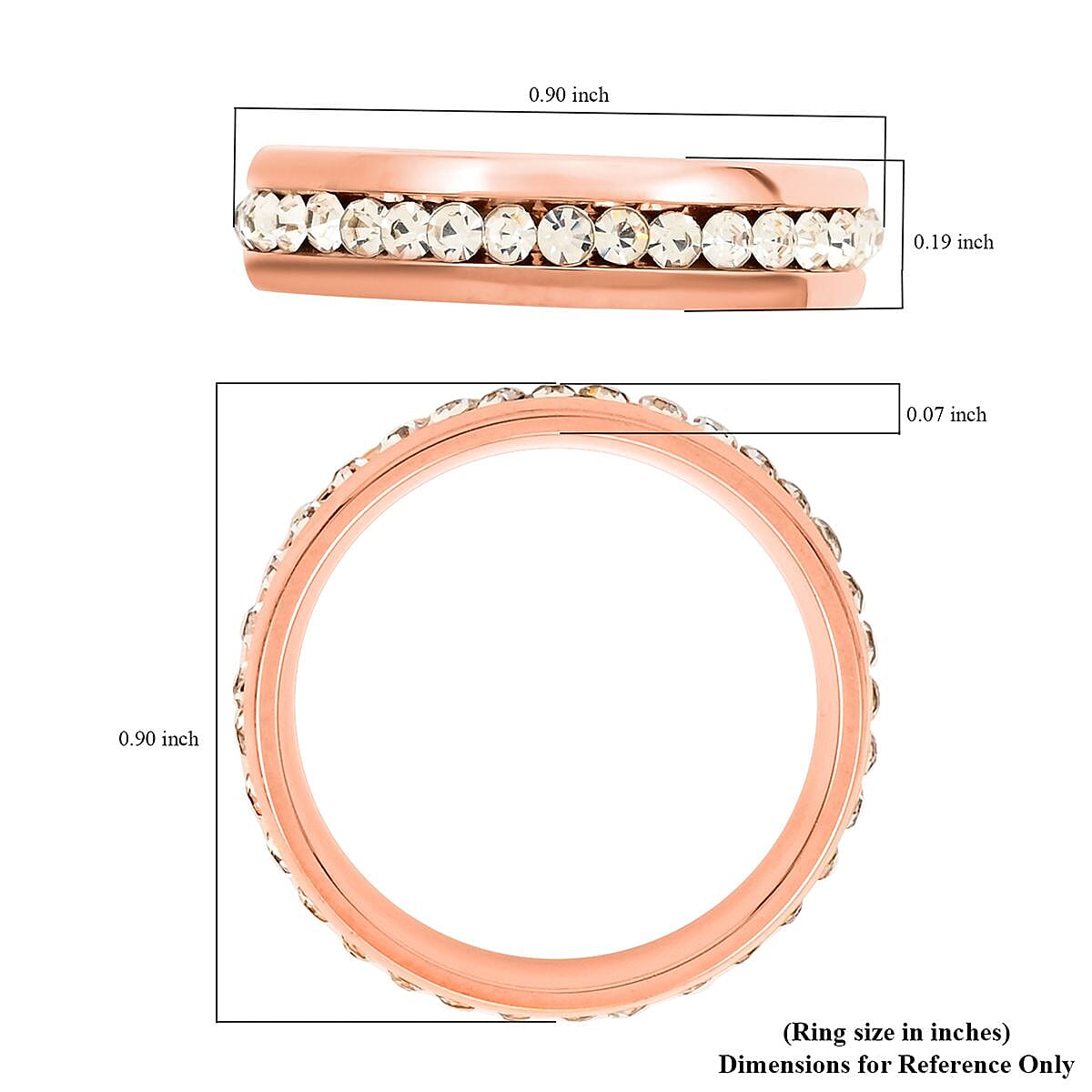 Austrian Crystal Set of 3 Ring (Size 6.0) in ION Plated YG, RG and Stainless Steel 3.50 ctw