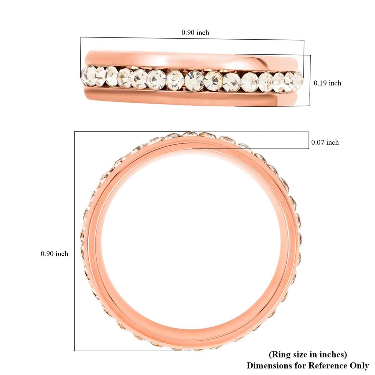 Austrain Crystal Set of 3 Ring in ION Plated YG, RG and Stainless Steel 3.50 ctw image number 4