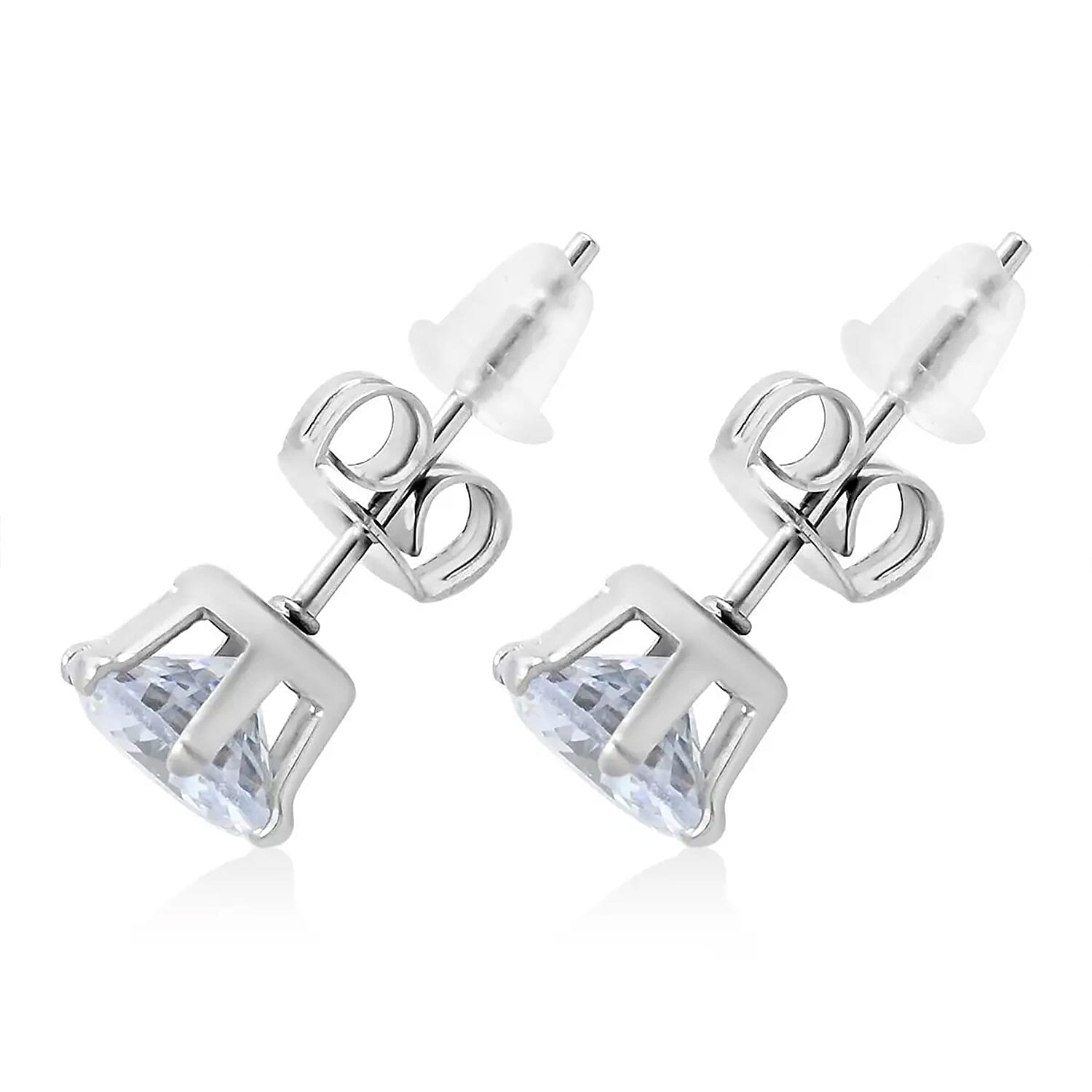 Simulated Diamond Necklace (18 Inches) and Earrings in Stainless Steel 3.10 ctw