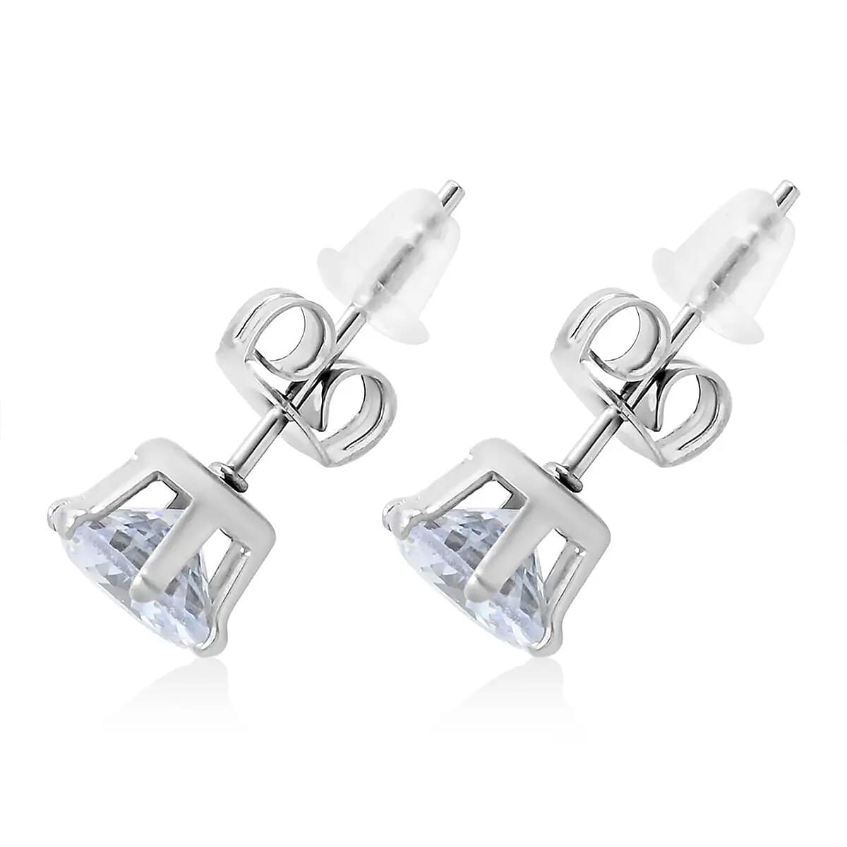 Simulated Diamond Necklace (18 Inches) and Earrings in Stainless Steel 3.10 ctw image number 8