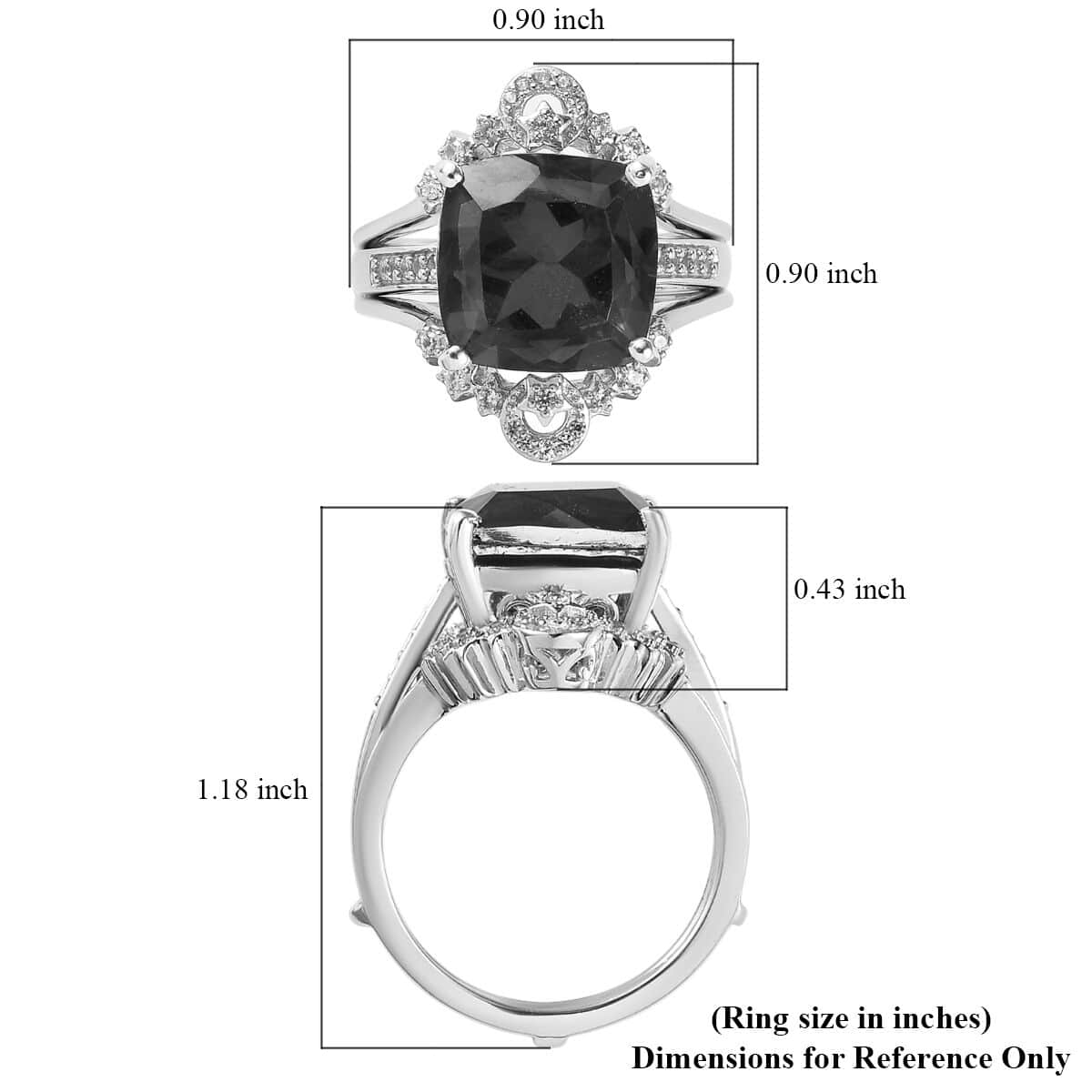 Volcanic Quartz (Triplet) and White Zircon Set of 2 Ring in Platinum Over Sterling Silver (Size 9.0) 8.50 ctw image number 5