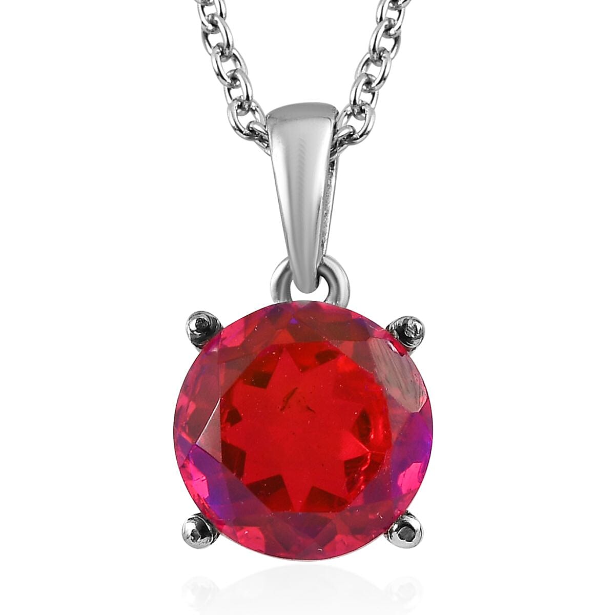 Volcanic Quartz (Triplet) Stud Earrings, Solitaire Ring (Size 5.0) and Pendant Necklace 20 Inches in Stainless Steel 13.15 ctw