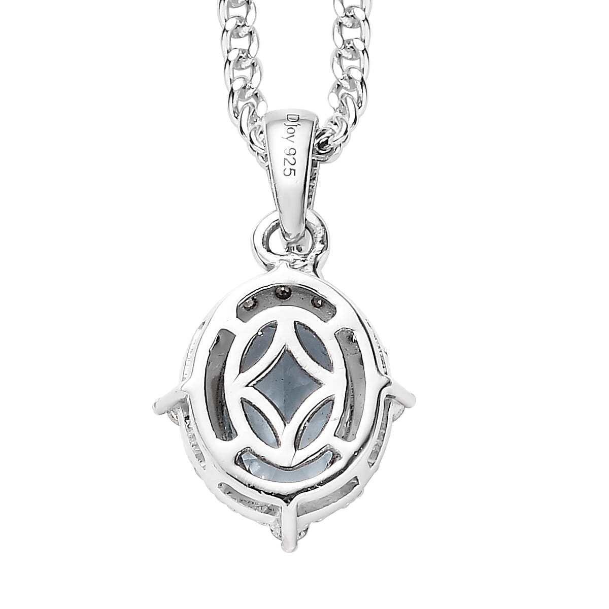 Mangoro Aquamarine and Moissanite Pendant Necklace 20 Inches in Platinum Over Sterling Silver 1.85 ctw