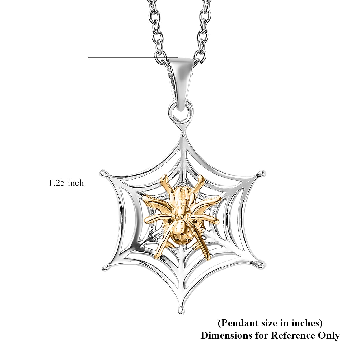 Vermeil YG Over Sterling Silver Spider Web Pendant with ION Plated YG Stainless Steel Necklace (20 Inches) image number 6