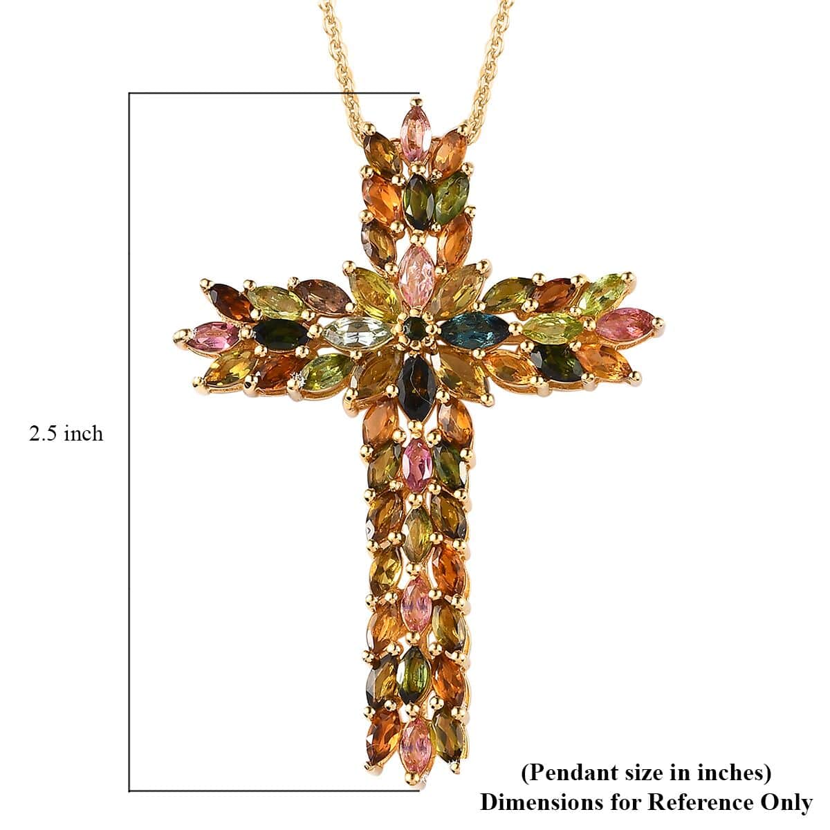 Premium Multi-Tourmaline Pendant Necklace 20 Inches in Vermeil Yellow Gold Over Sterling Silver 6.85 ctw image number 6