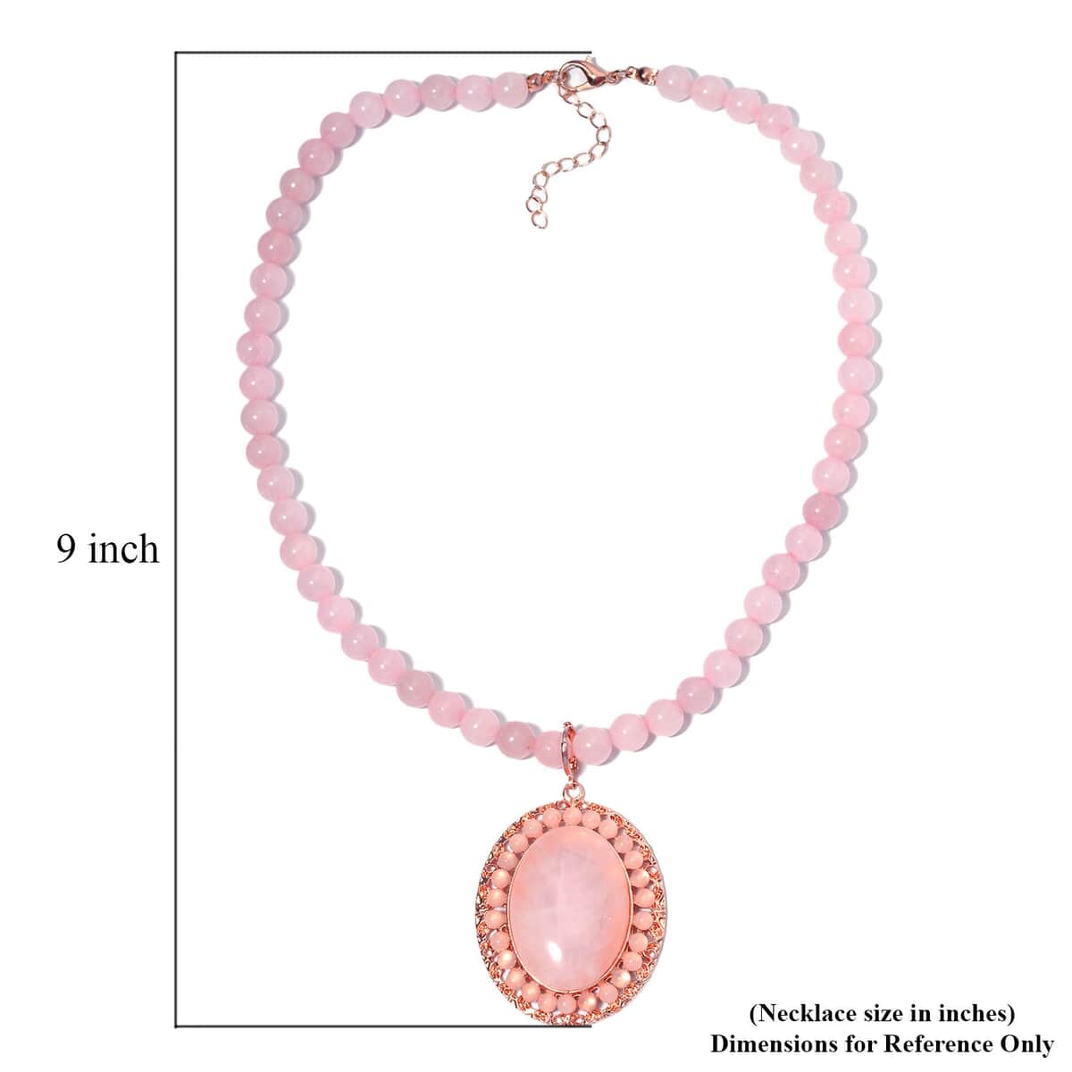 Galilea Rose Quartz Halo Pendant with Beaded Necklace 18-20 Inches in Rosetone 295.00 ctw image number 5