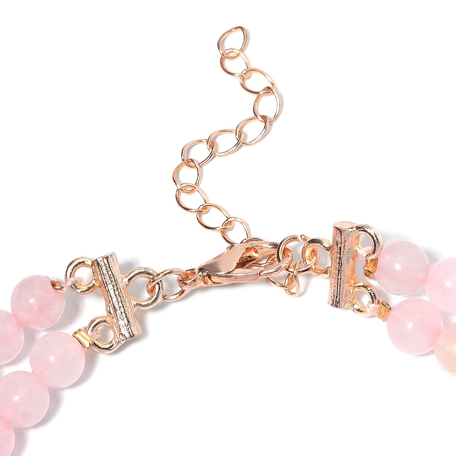 Galilea Rose Quartz Halo Dangle Earrings and Double Row Bracelet (8.0-10.0In) in Rosetone 140.60 ctw
