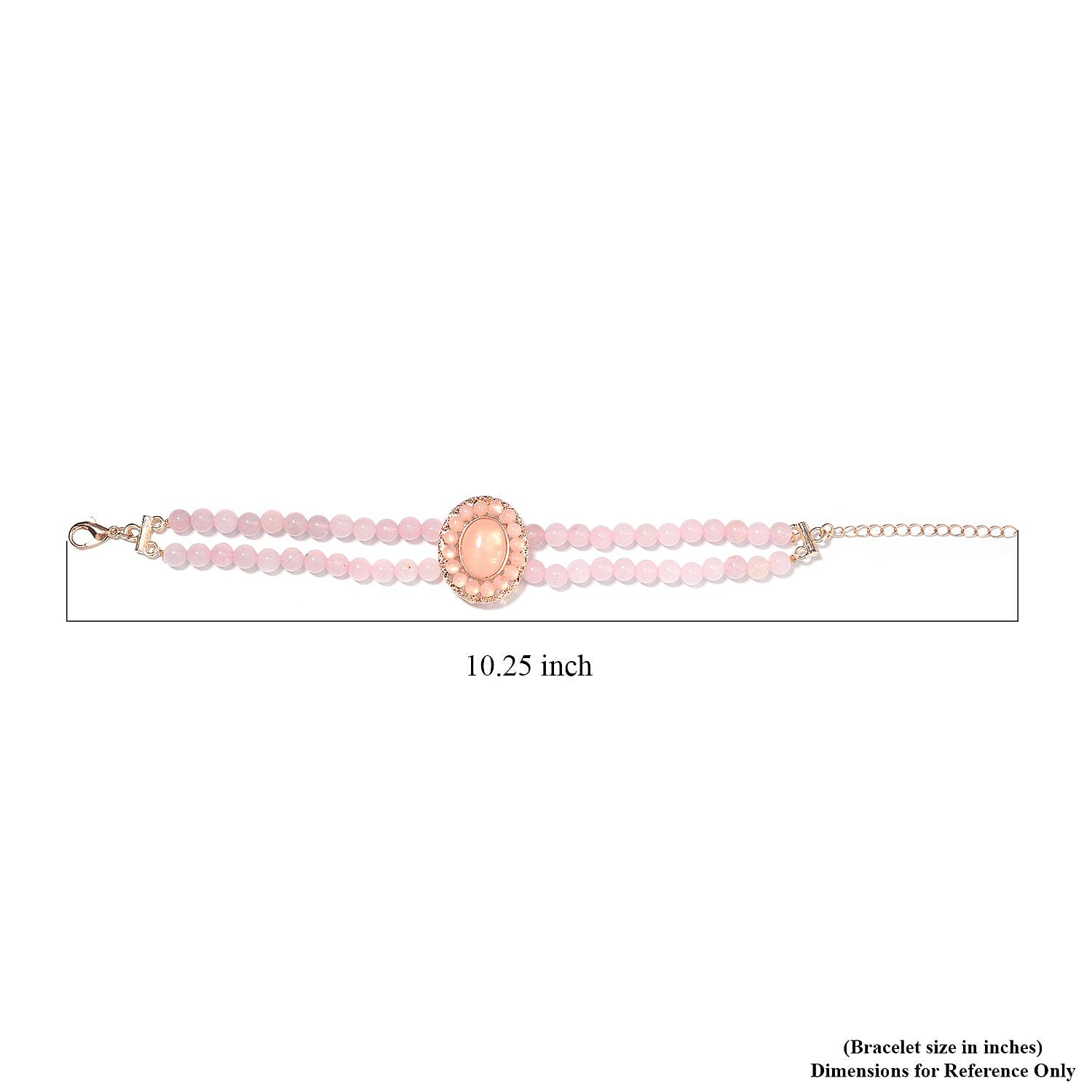 Galilea Rose Quartz Halo Dangle Earrings and Double Row Bracelet (8.0-10.0In) in Rosetone 140.60 ctw