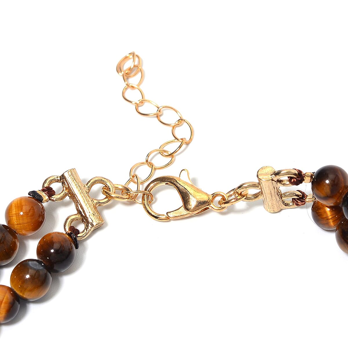 Yellow Tiger's Eye Halo Dangle Earrings and Double Row Bracelet (8.0-10.0In) in Goldtone 140.60 ctw image number 3