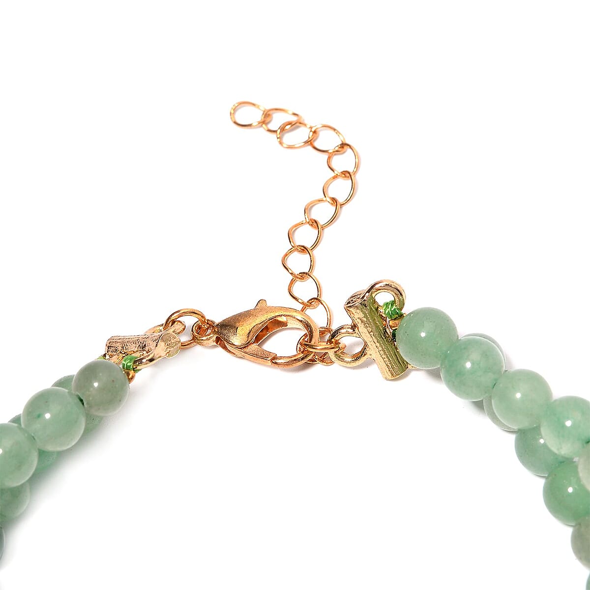 Green Aventurine Halo Dangle Earrings and Double Row Bracelet (8.0-10.0In) in Goldtone 140.60 ctw image number 3
