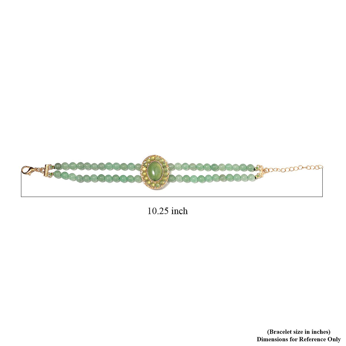 Green Aventurine Halo Dangle Earrings and Double Row Bracelet (8.0-10.0In) in Goldtone 140.60 ctw image number 4