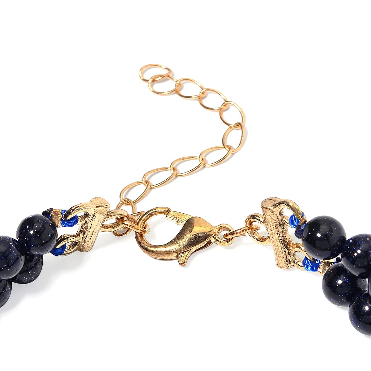Blue Sandstone Halo Dangle Earrings and Double Row Bracelet (8.0-10.0In) in Goldtone 140.60 ctw image number 3